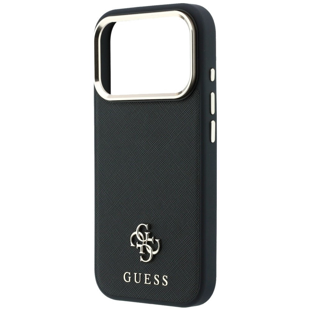 Guess iPhone 18 Pro Max / iPhone 17 Pro Max - Σκληρή Θήκη με Επένδυση Συνθετικού Δέρματος MagSafe - Saffiano Small 4G and Classic Logo - Black