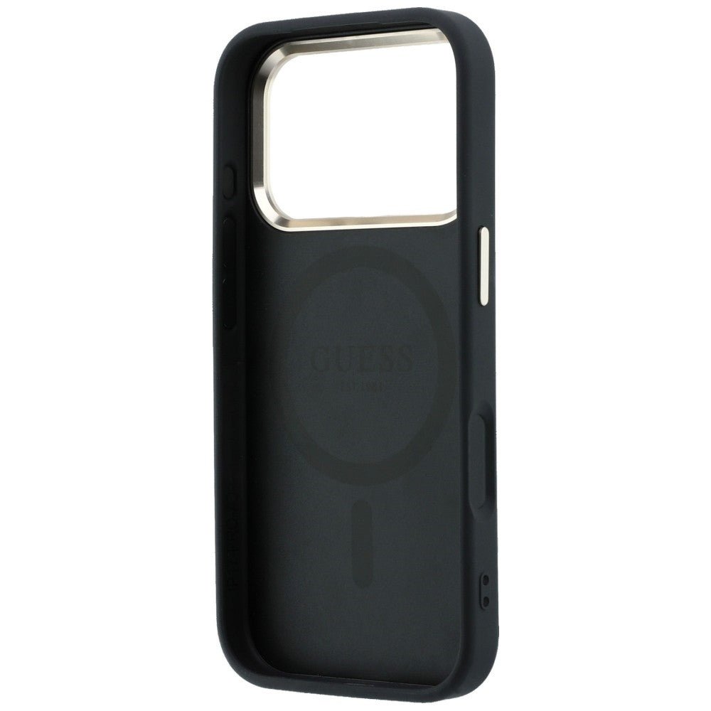 Guess iPhone 18 Pro Max / iPhone 17 Pro Max - Σκληρή Θήκη με Επένδυση Συνθετικού Δέρματος MagSafe - Saffiano Small 4G and Classic Logo - Black
