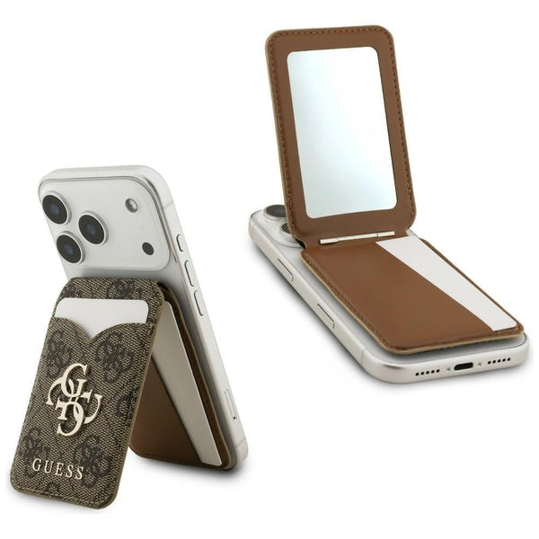 Guess Μαγνητική MagSafe Θήκη για Κάρτες / Stand με Καθρέφτη - 4G Stand and Mirror - Brown