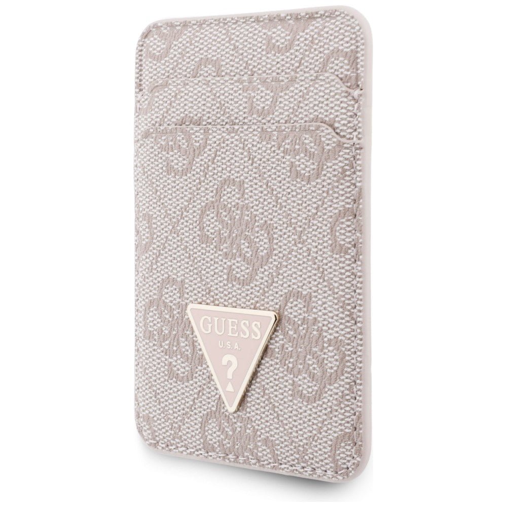 Guess MagSafe Θήκη για Κάρτες με Universal Λουράκι Καρπού - Triangle - Pink