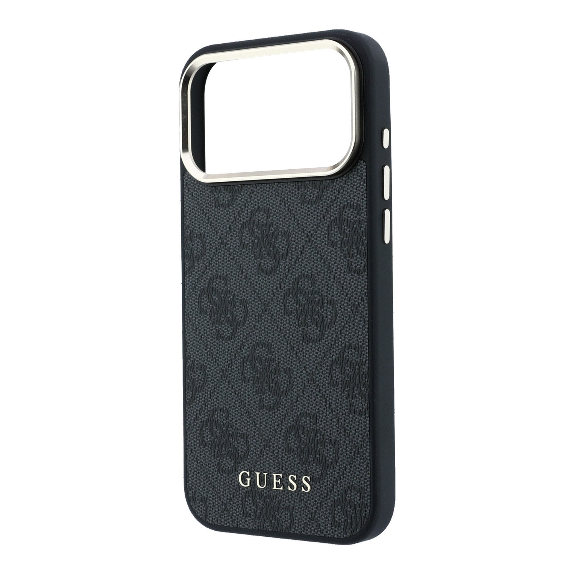Guess iPhone 17 Pro / iPhone 18 Pro - Σκληρή Θήκη με Πλαίσιο Σιλικόνης και Επένδυση Οικολογικού Δέρματος - PU Leather 4G Gold Frame MagSafe - Black