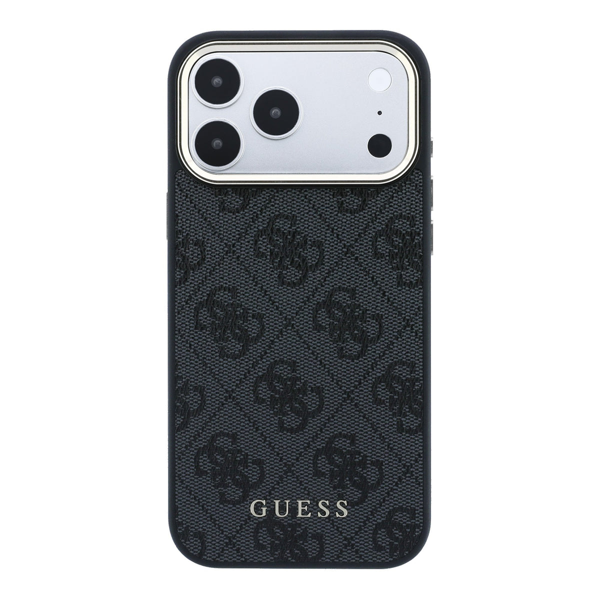 Guess iPhone 17 Pro / iPhone 18 Pro - Σκληρή Θήκη με Πλαίσιο Σιλικόνης και Επένδυση Οικολογικού Δέρματος - PU Leather 4G Gold Frame MagSafe - Black
