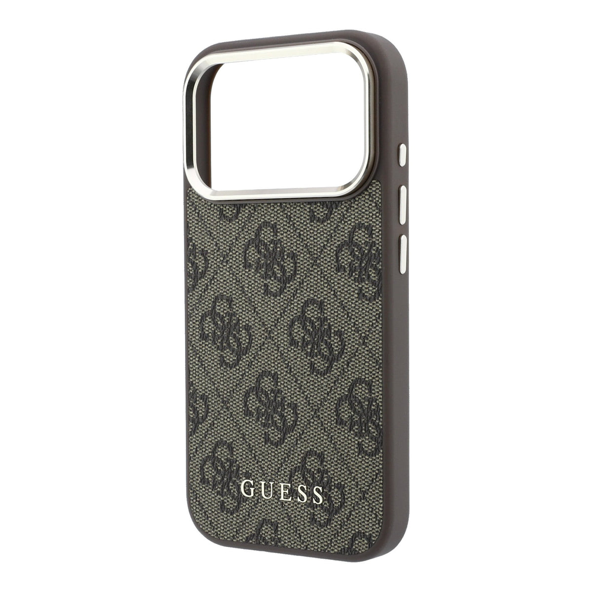 Guess iPhone 17 Pro / iPhone 18 Pro - Σκληρή Θήκη με Πλαίσιο Σιλικόνης και Επένδυση Οικολογικού Δέρματος - PU Leather 4G Gold Frame MagSafe - Brown