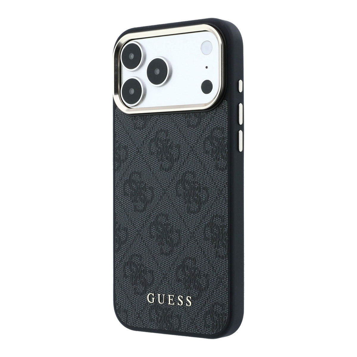 Guess iPhone 17 Pro Max / iPhone 18 Pro Max - Σκληρή Θήκη με Πλαίσιο Σιλικόνης και Επένδυση Οικολογικού Δέρματος - PU Leather 4G Gold Frame MagSafe - Black