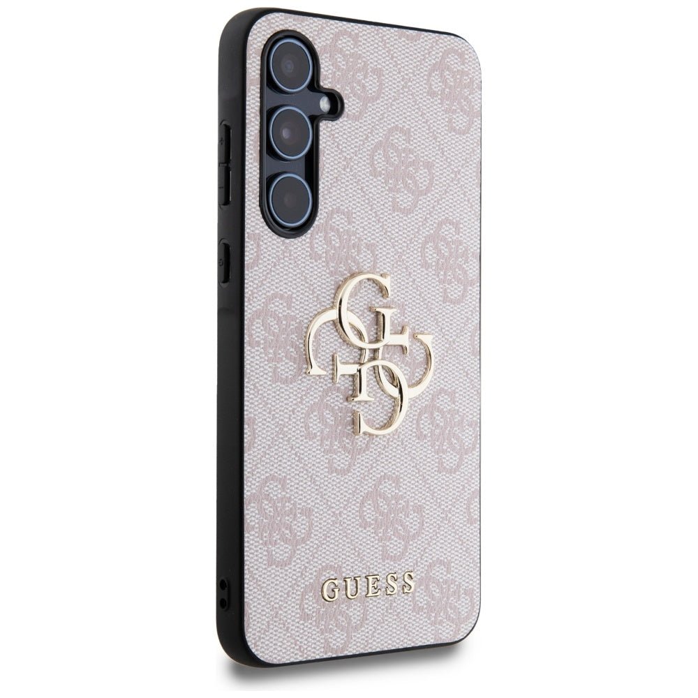 Guess Samsung Galaxy A55 5G - 4G Big Metal Logo - Θήκη με Επένδυση Συνθετικού Δέρματος - Pink - GUHCSA554GMGGR