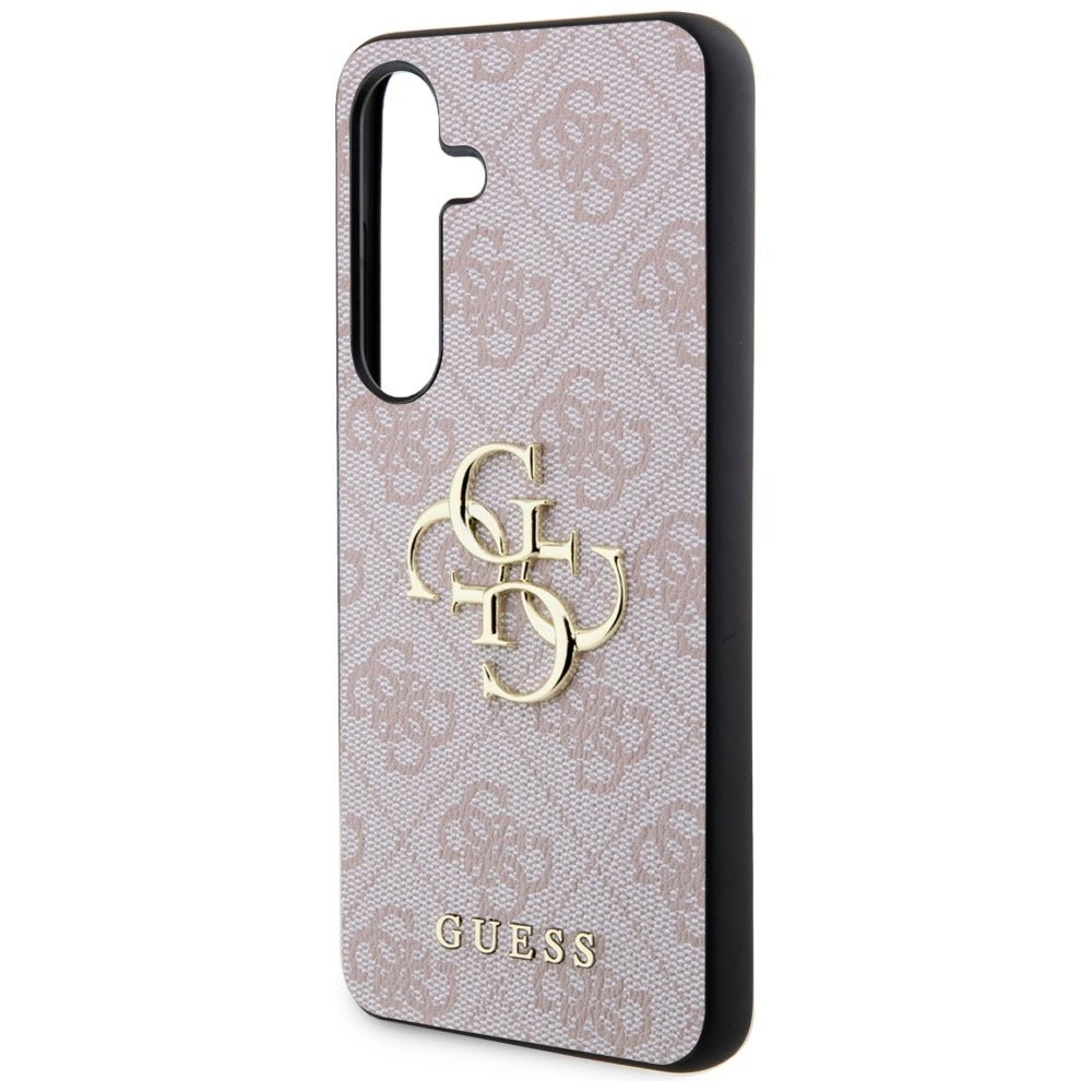 Guess Samsung Galaxy S24 - 4G Big Metal Logo Θήκη με Επένδυση Συνθετικού Δέρματος - Pink - GUHCS24S4GMGPI