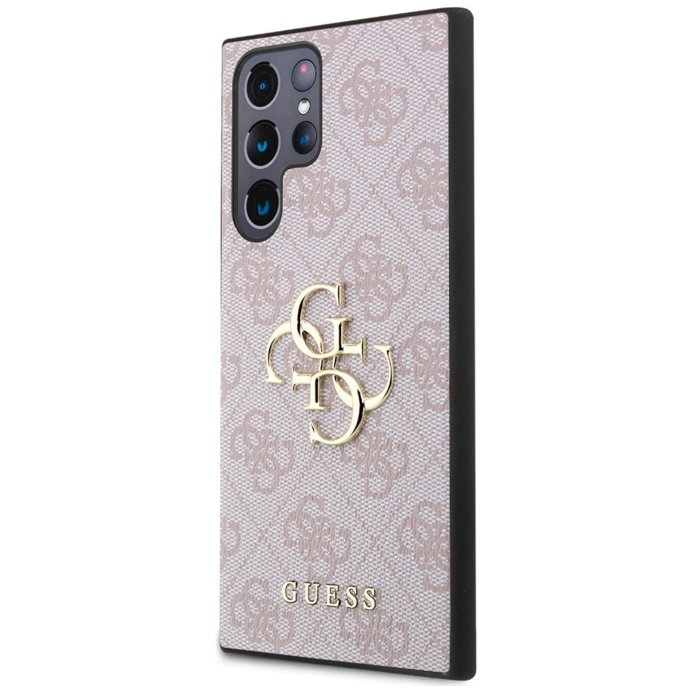 Guess Samsung Galaxy S24 Ultra - 4G Big Metal Logo Θήκη με Επένδυση Συνθετικού Δέρματος - Pink - GUHCS24L4GMGPI