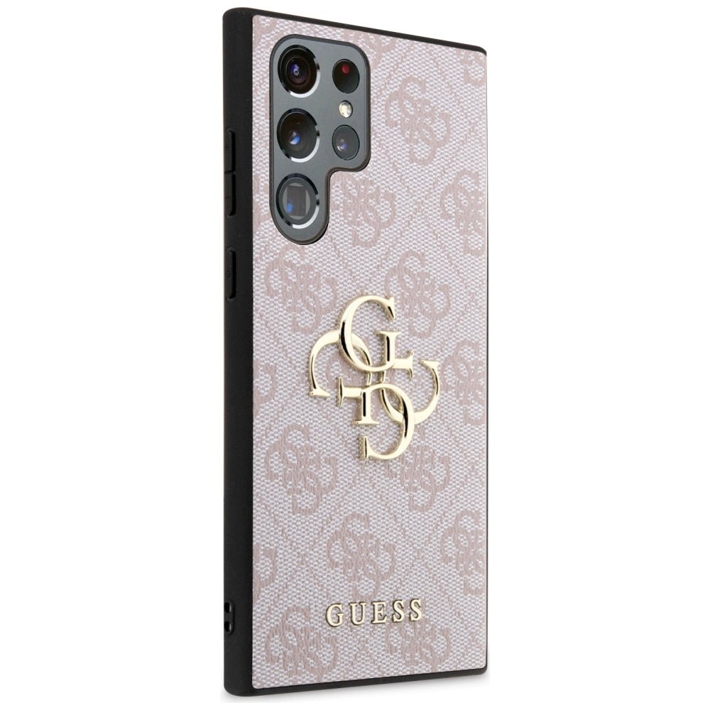 Guess Samsung Galaxy S24 Ultra - 4G Big Metal Logo Θήκη με Επένδυση Συνθετικού Δέρματος - Pink - GUHCS24L4GMGPI