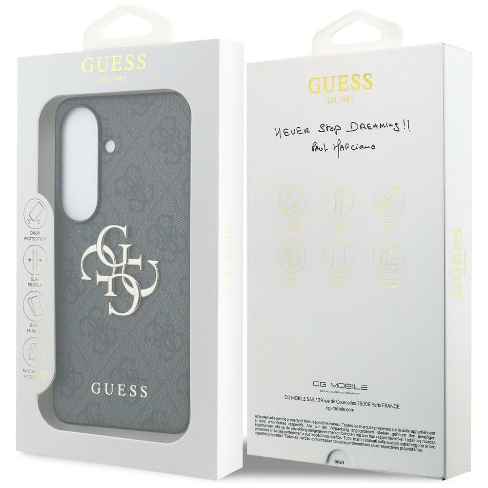 Guess Samsung Galaxy S26 - Σκληρή Θήκη με Πλαίσιο Σιλικόνης και Επένδυση Συνθετικού Δέρματος - 4G Big Metal Logo - Black