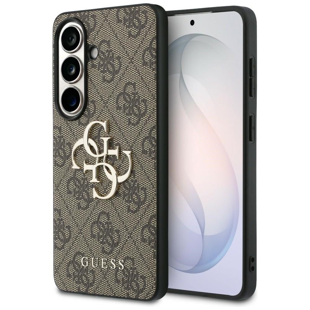 Guess Samsung Galaxy S26 - Σκληρή Θήκη με Πλαίσιο Σιλικόνης και Επένδυση Συνθετικού Δέρματος - 4G Big Metal Logo - Brown