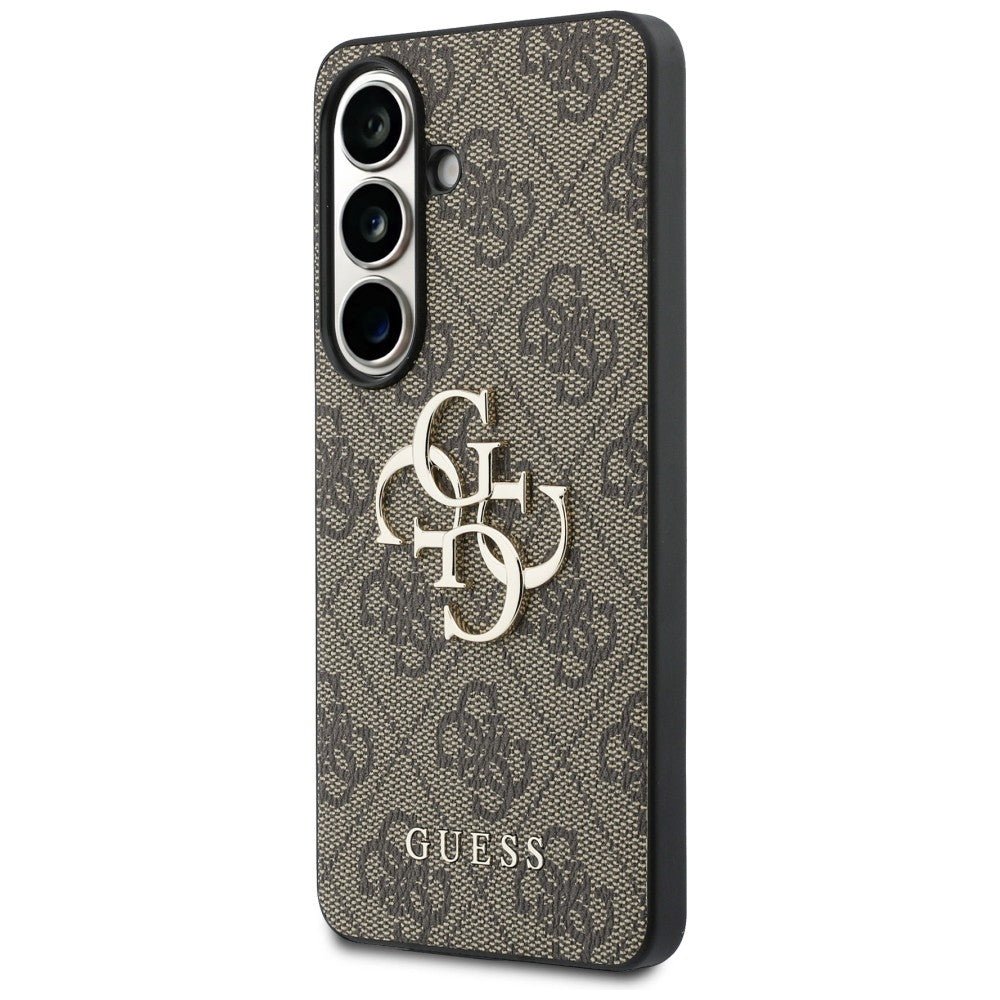 Guess Samsung Galaxy S26 - Σκληρή Θήκη με Πλαίσιο Σιλικόνης και Επένδυση Συνθετικού Δέρματος - 4G Big Metal Logo - Brown