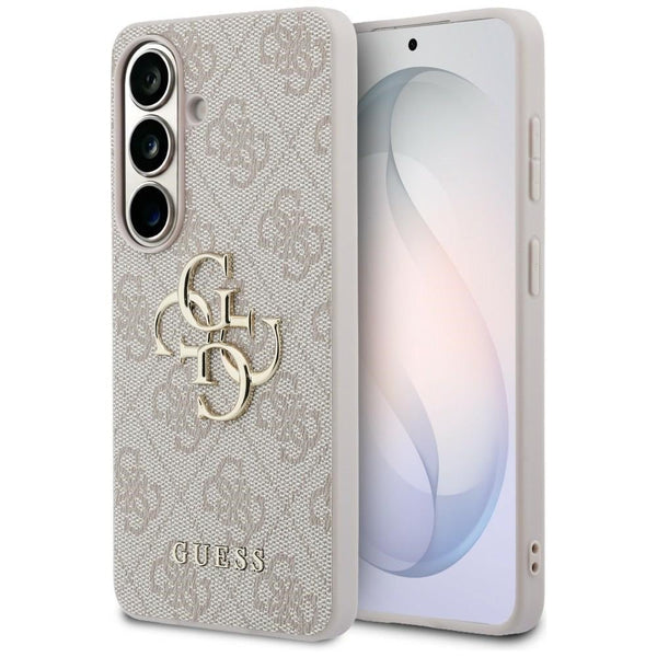 Guess Samsung Galaxy S26 Plus - Σκληρή Θήκη με Πλαίσιο Σιλικόνης και Επένδυση Συνθετικού Δέρματος - 4G Big Metal Logo - Pink