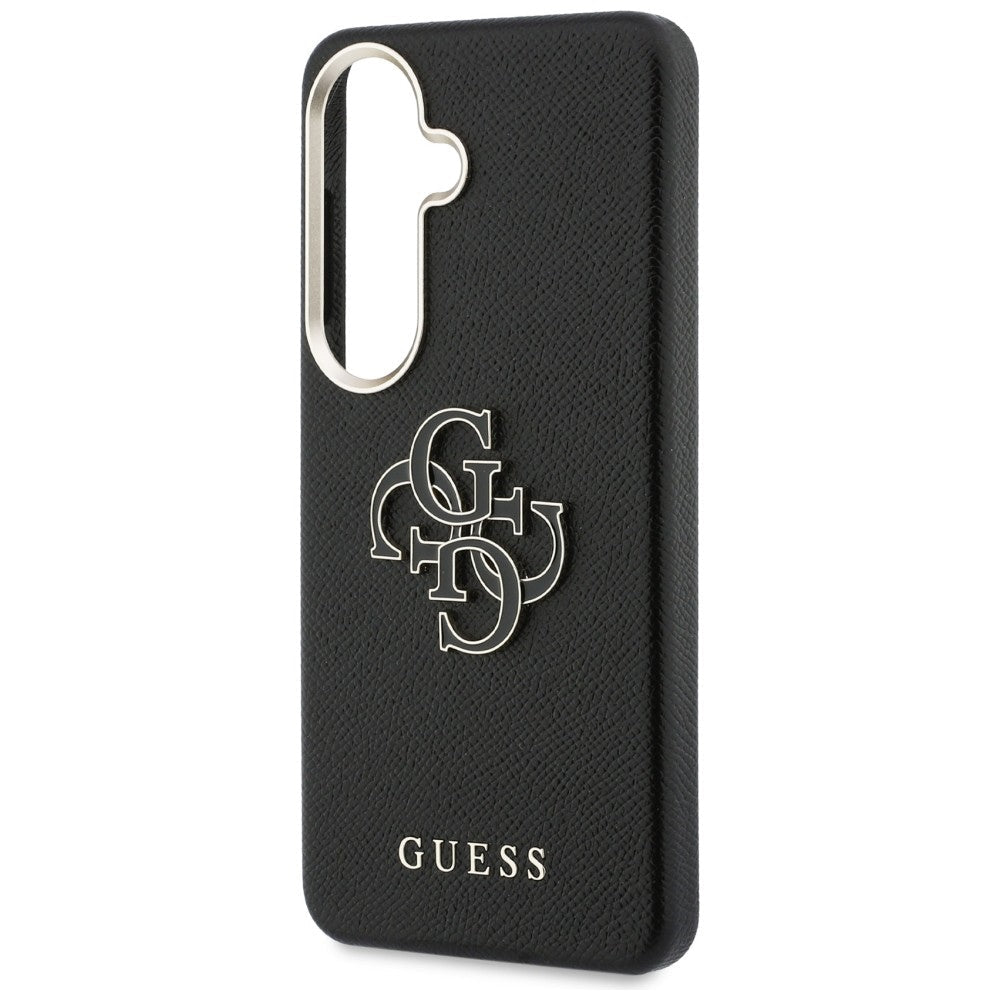 Guess Samsung Galaxy S26 Plus - Σκληρή Θήκη με Επένδυση από Οικολογικό Δέρμα - Grained Big 4G Metal Logo - Black