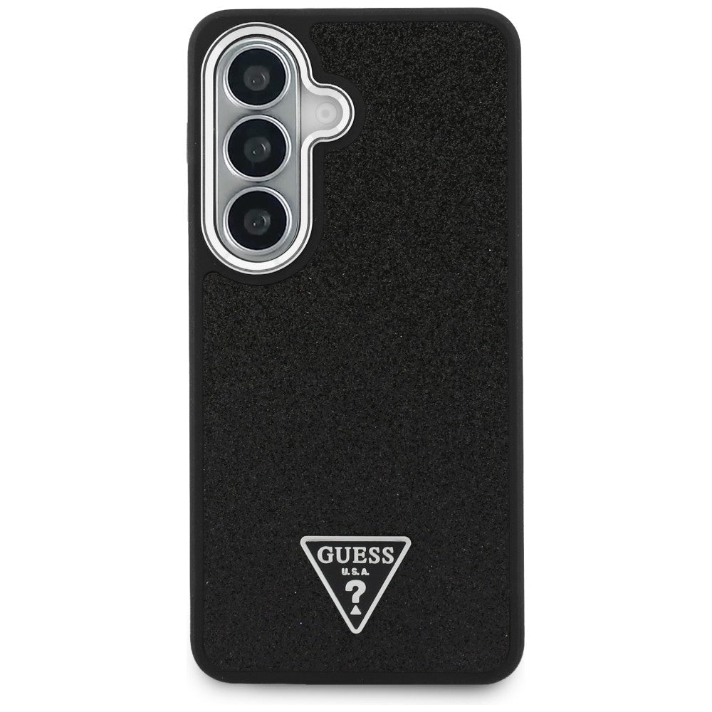 Guess Samsung Galaxy S26 Plus - Σκληρή Θήκη με Επένδυση Οικολογικού Δέρματος - Fixed Glitter Triangle MagSafe - Black