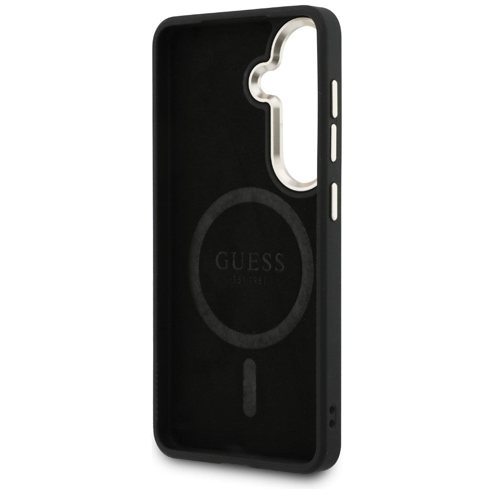 Guess Samsung Galaxy S26 Plus - Σκληρή Θήκη με Πλαίσιο Σιλικόνης και MagSafe - 4G Embossed Ring - Black