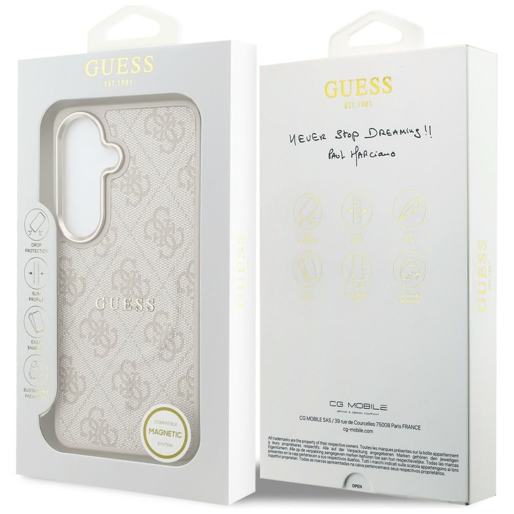 Guess Samsung Galaxy S26 Plus - Σκληρή Θήκη με Πλαίσιο Σιλικόνης MagSafe - 4G Embossed Ring - Pink