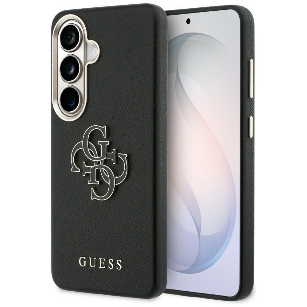Guess Samsung Galaxy S26 - Σκληρή Θήκη με Επένδυση από Οικολογικό Δέρμα - Grained Big 4G Metal Logo - Black