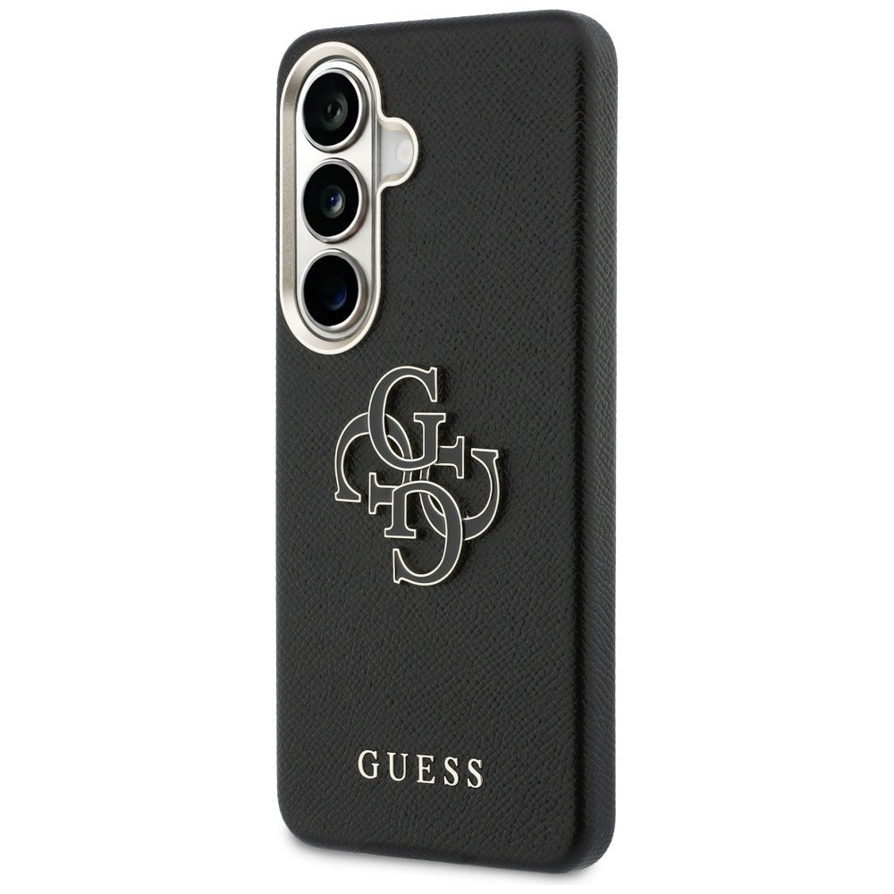 Guess Samsung Galaxy S26 - Σκληρή Θήκη με Επένδυση από Οικολογικό Δέρμα - Grained Big 4G Metal Logo - Black