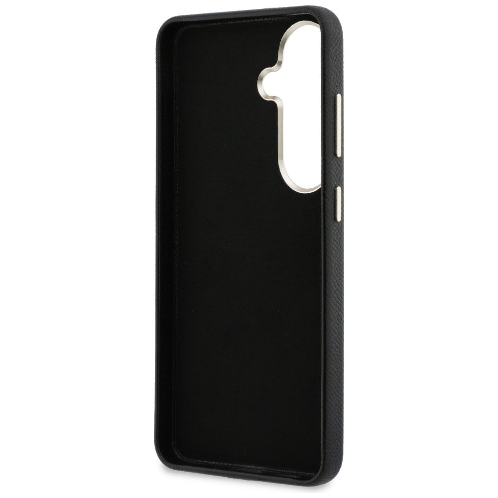 Guess Samsung Galaxy S26 - Σκληρή Θήκη με Επένδυση από Οικολογικό Δέρμα - Grained Big 4G Metal Logo - Black