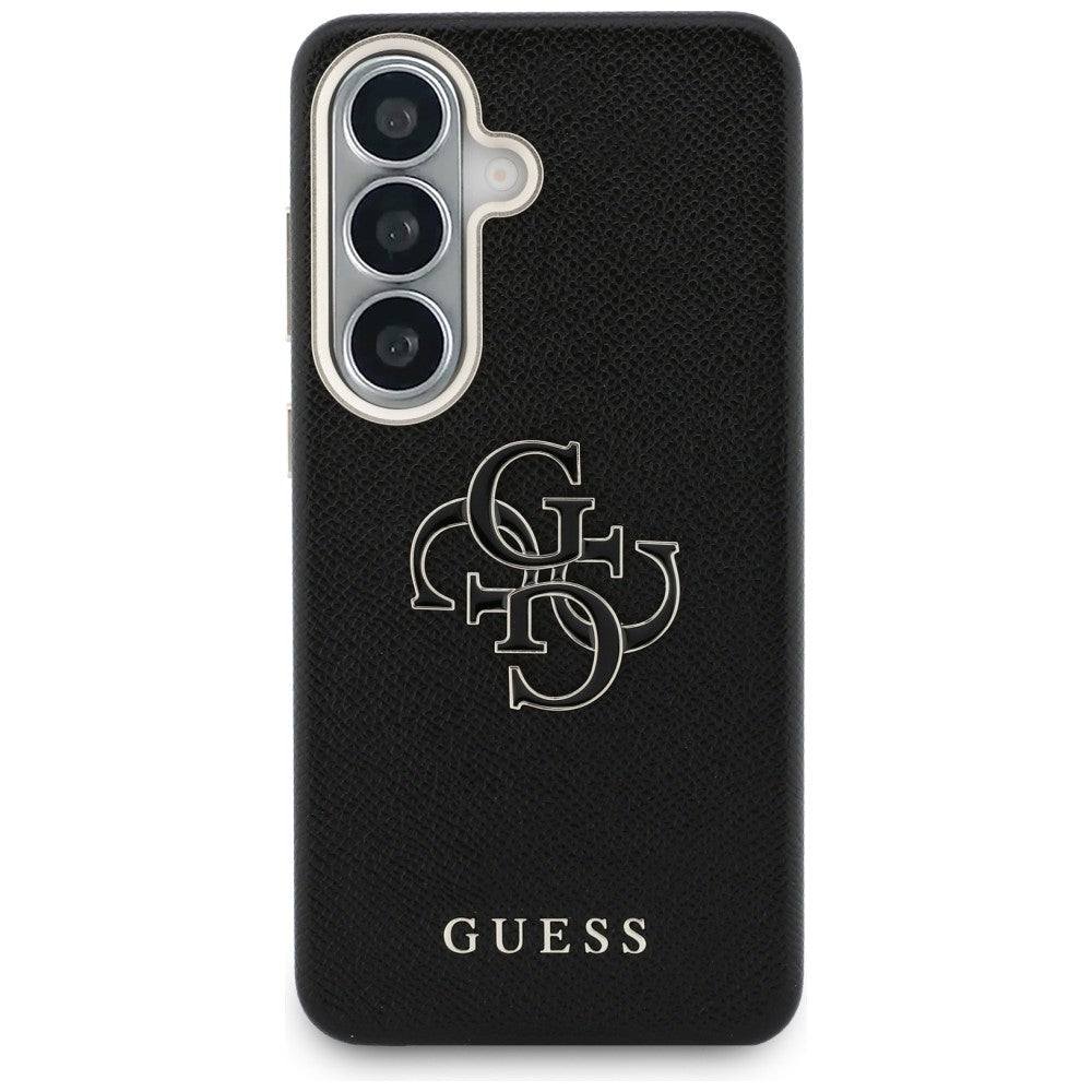 Guess Samsung Galaxy S26 - Σκληρή Θήκη με Επένδυση από Οικολογικό Δέρμα - Grained Big 4G Metal Logo - Black