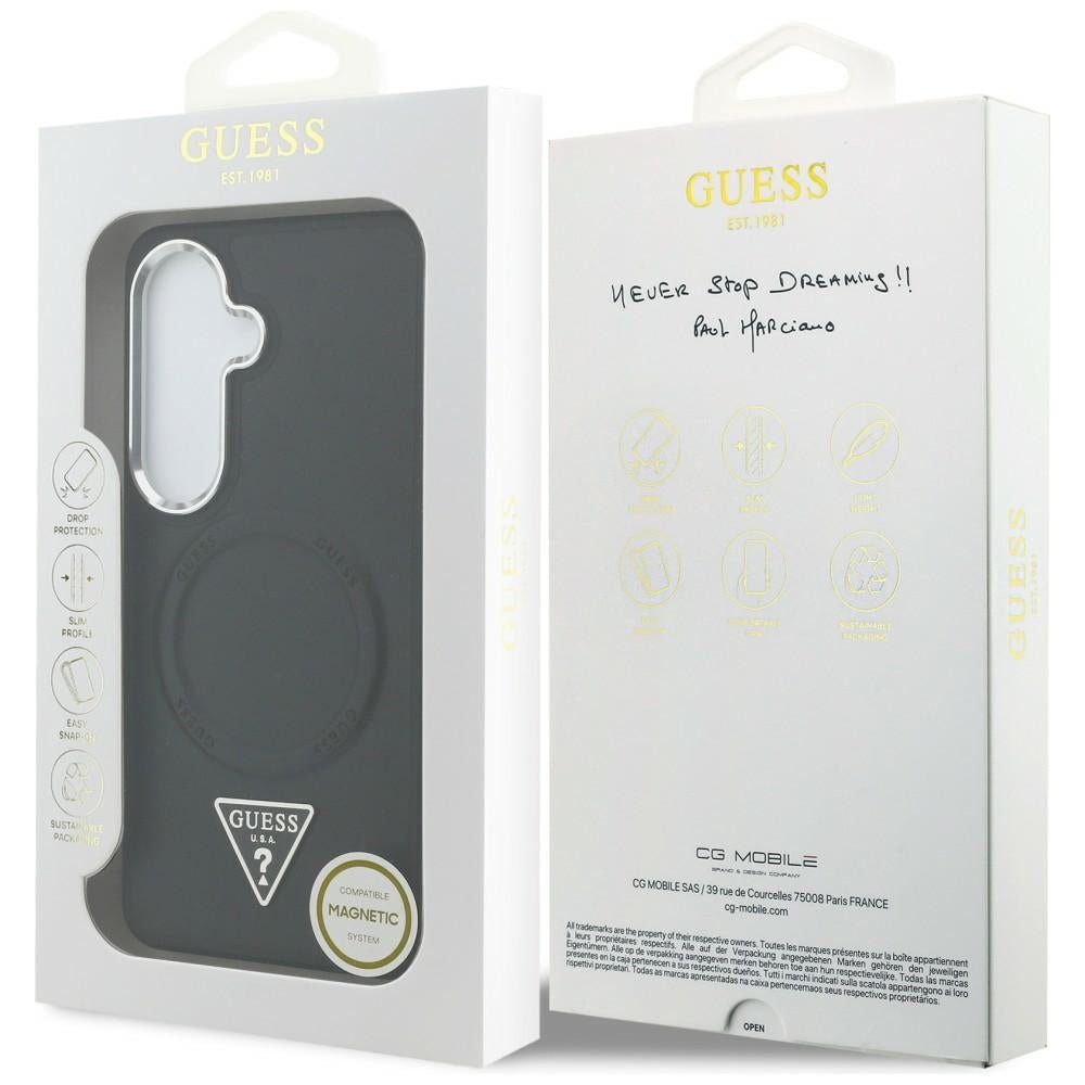 Guess Samsung Galaxy S26 - Σκληρή Θήκη με Επένδυση Οικολογικού Δέρματος - Embossed Ring Triangle Logo MagSafe - Black