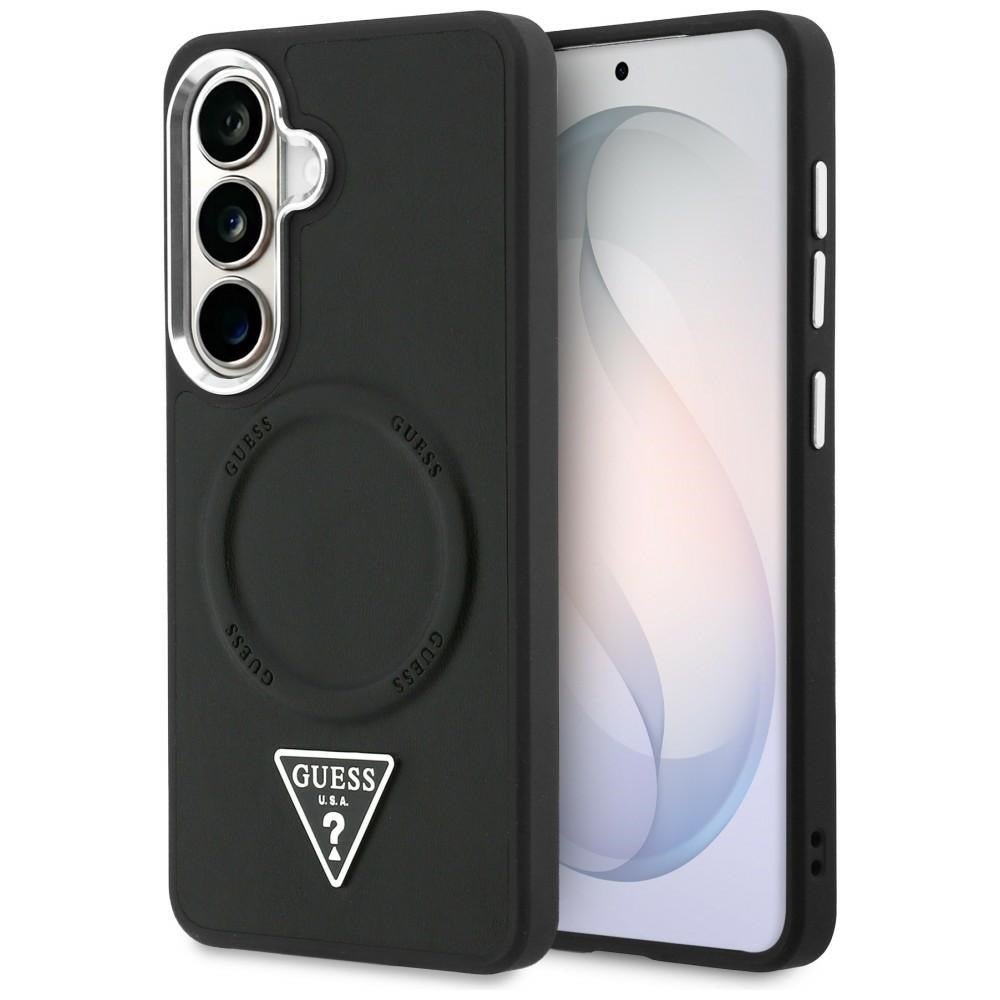 Guess Samsung Galaxy S26 - Σκληρή Θήκη με Επένδυση Οικολογικού Δέρματος - Embossed Ring Triangle Logo MagSafe - Black