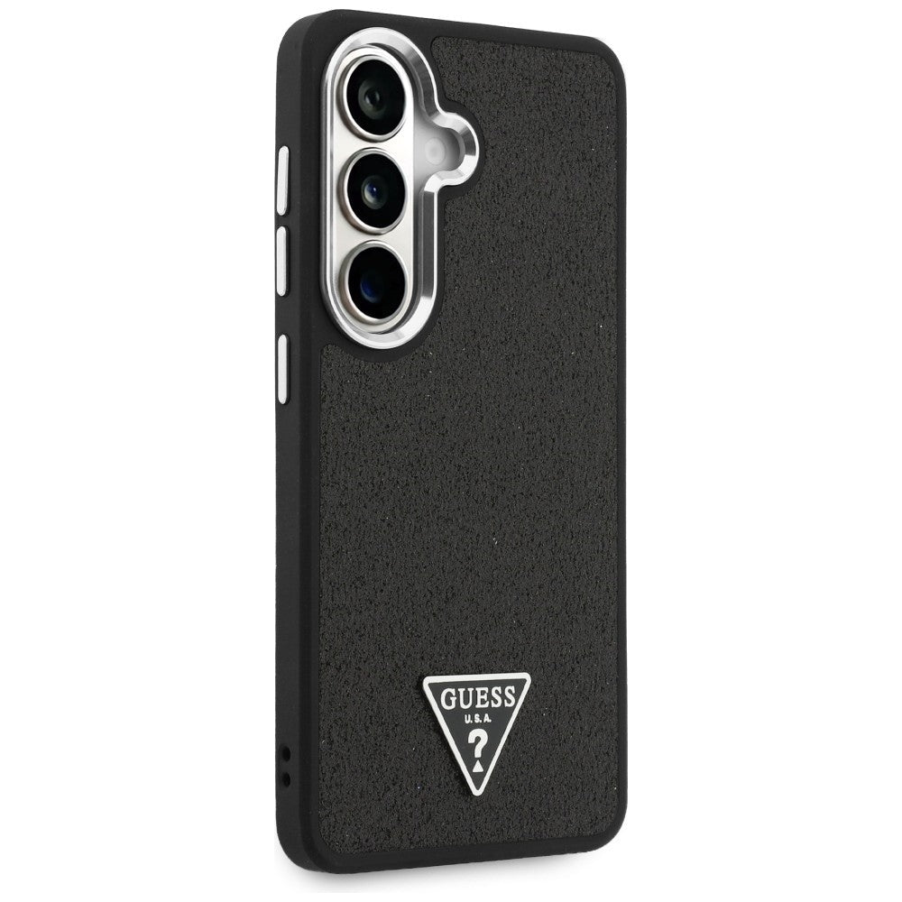 Guess Samsung Galaxy S26 - Σκληρή Θήκη με Επένδυση Οικολογικού Δέρματος - Fixed Glitter Triangle MagSafe - Black
