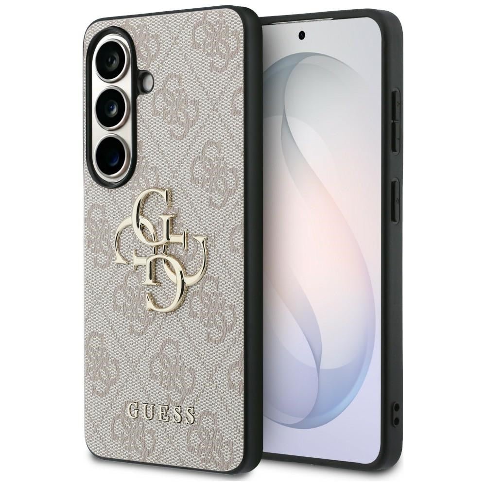 Guess Samsung Galaxy S26 - Σκληρή Θήκη με Πλαίσιο Σιλικόνης και Επένδυση Συνθετικού Δέρματος - 4G Big Metal Logo - Pink