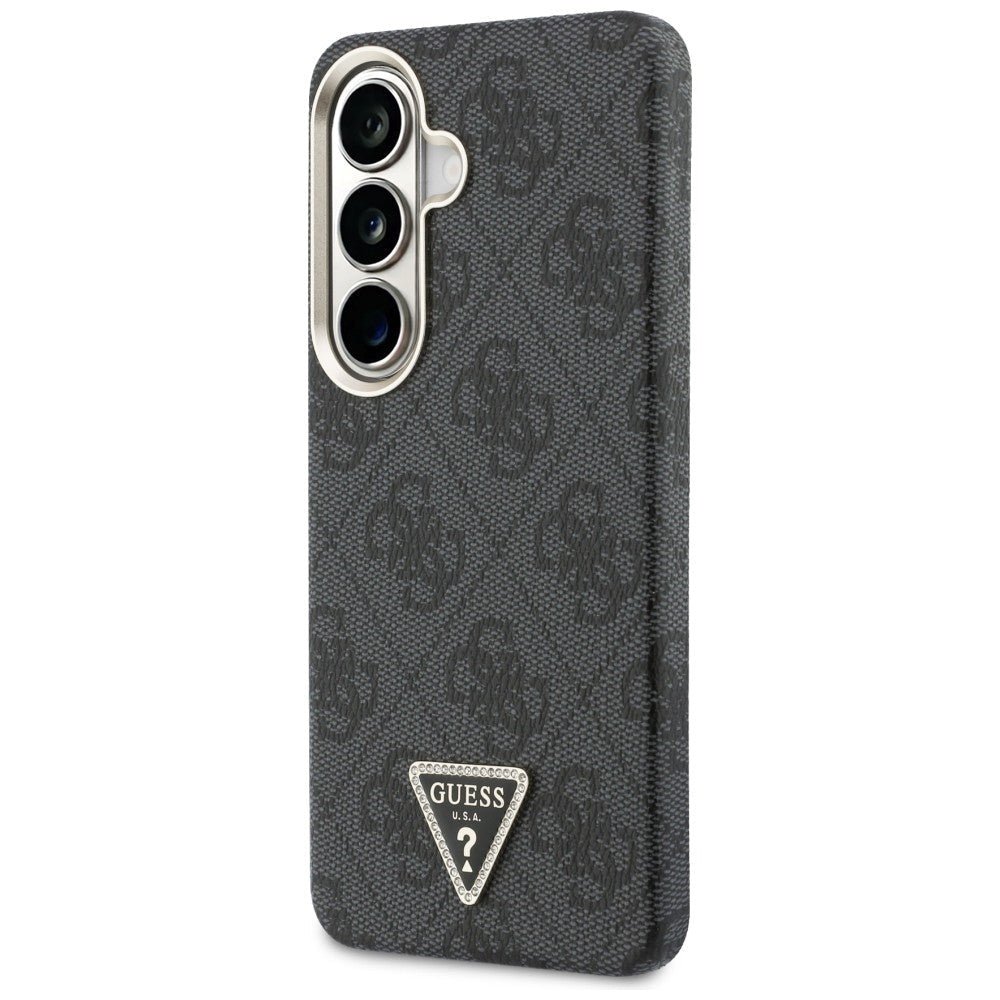 Guess Samsung Galaxy S26 - Σκληρή Θήκη με Πλαίσιο Σιλικόνης και Επένδυση Συνθετικού Δέρματος MagSafe - 4G Triangle Logo - Black