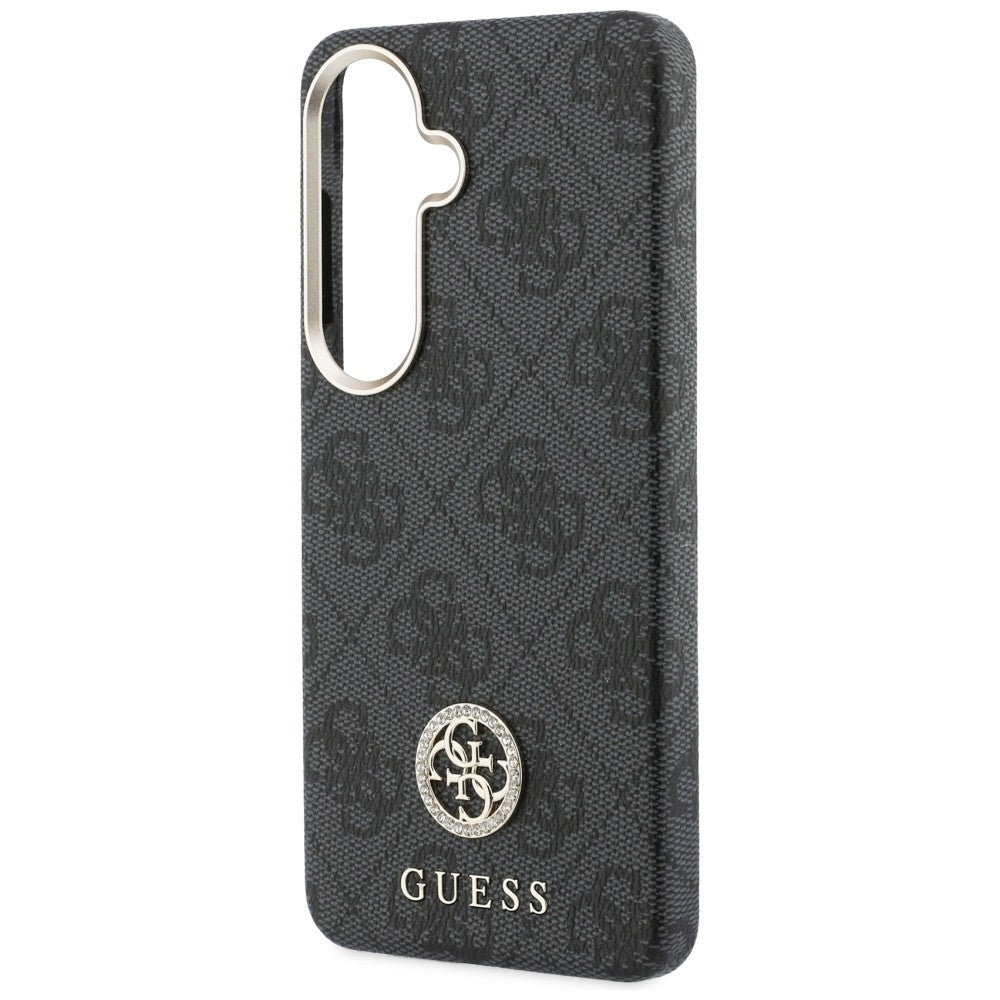 Guess Samsung Galaxy S26 - Σκληρή Θήκη με Πλαίσιο Σιλικόνης MagSafe - 4G Rhinestone Round Logo - Black