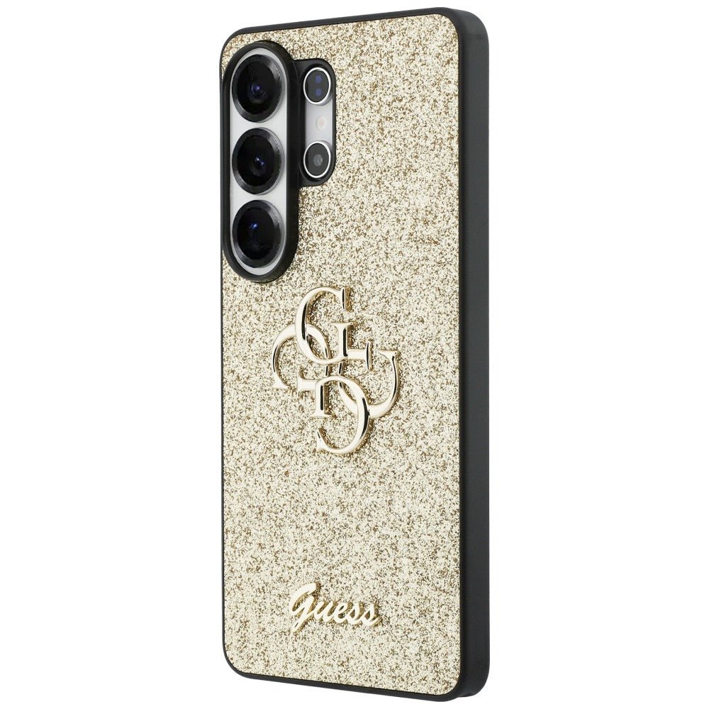 Guess Samsung Galaxy S26 Ultra - Σκληρή Θήκη Glitter με Πλαίσιο Σιλικόνης - Fixed Glitter Big 4G - Gold