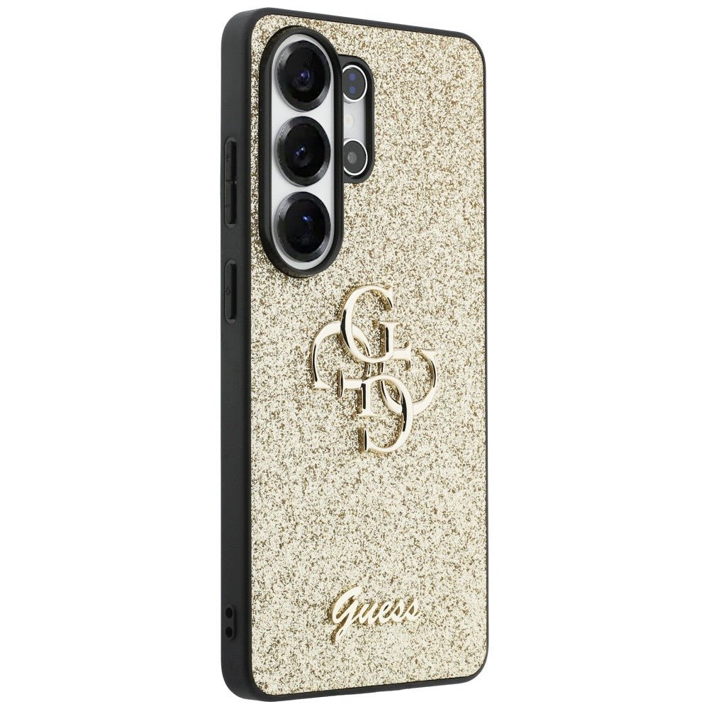 Guess Samsung Galaxy S26 Ultra - Σκληρή Θήκη Glitter με Πλαίσιο Σιλικόνης - Fixed Glitter Big 4G - Gold