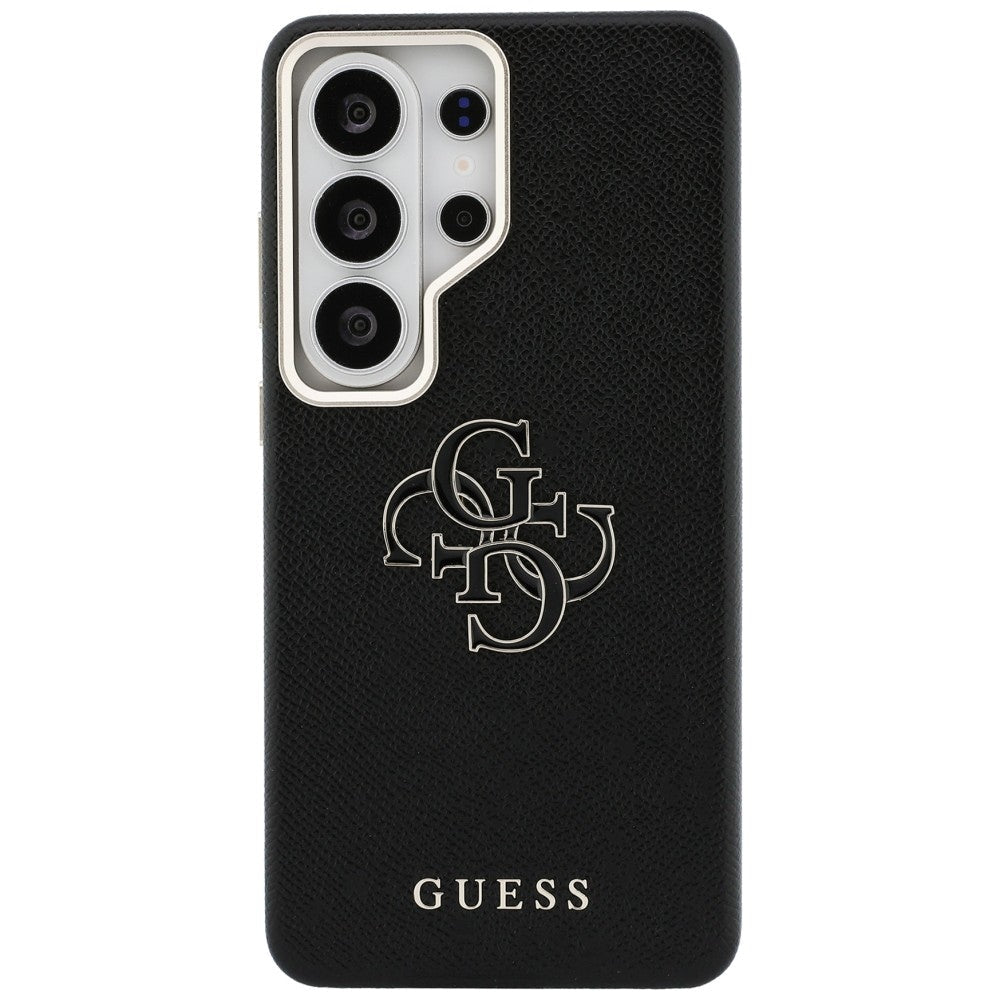 Guess Samsung Galaxy S26 Ultra - Σκληρή Θήκη με Επένδυση από Οικολογικό Δέρμα - Grained Big 4G Metal Logo - Black