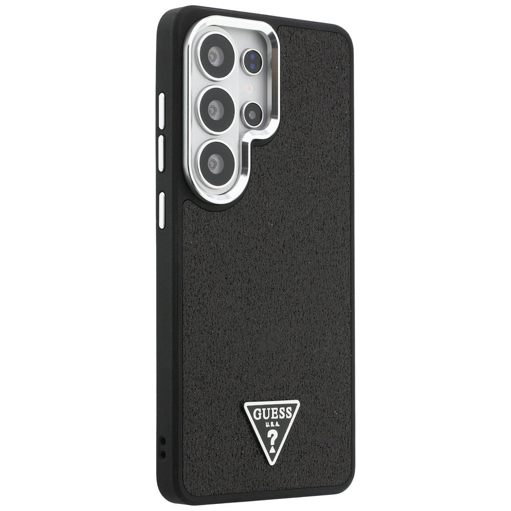 Guess Samsung Galaxy S26 Ultra - Σκληρή Θήκη με Επένδυση Οικολογικού Δέρματος - Fixed Glitter Triangle MagSafe - Black