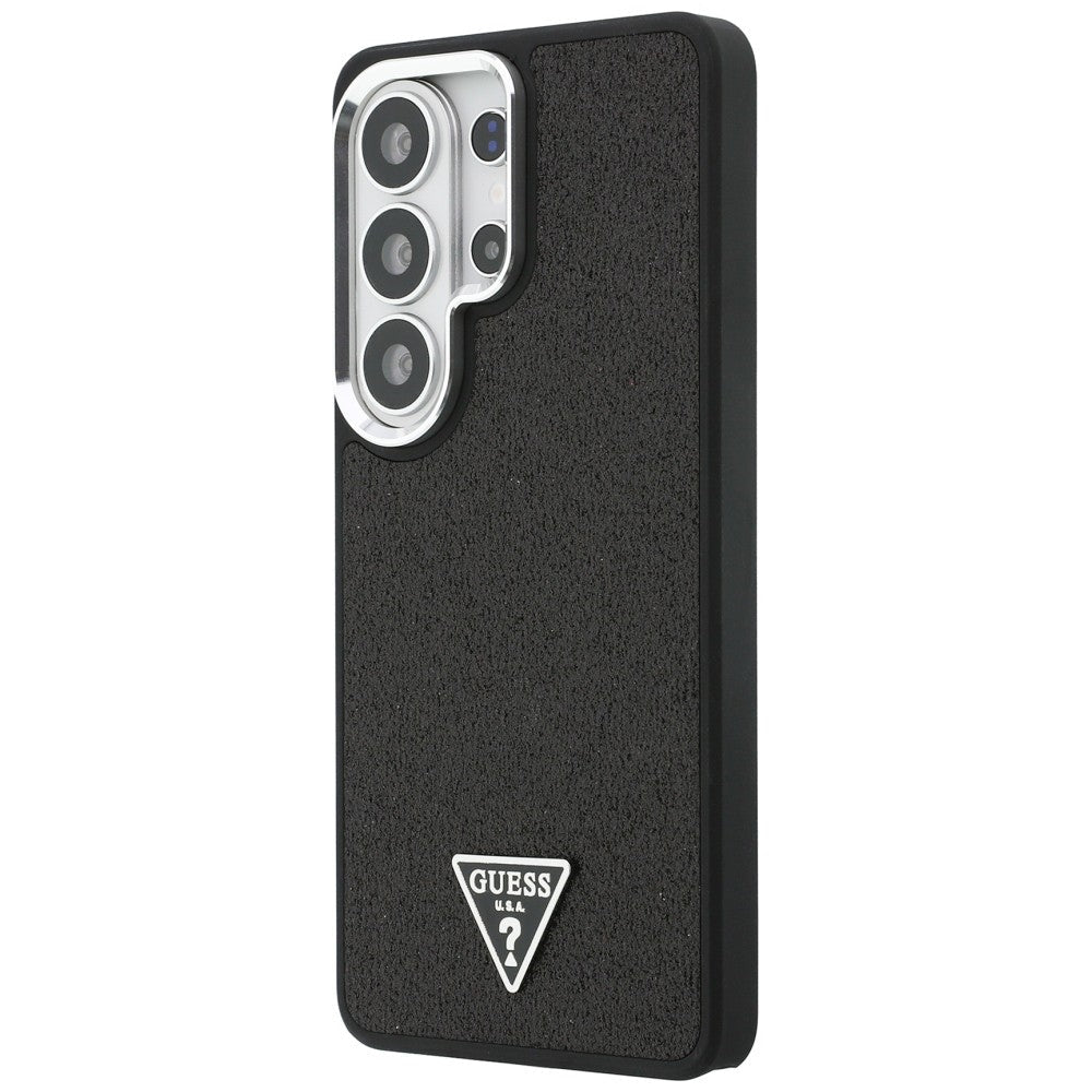 Guess Samsung Galaxy S26 Ultra - Σκληρή Θήκη με Επένδυση Οικολογικού Δέρματος - Fixed Glitter Triangle MagSafe - Black