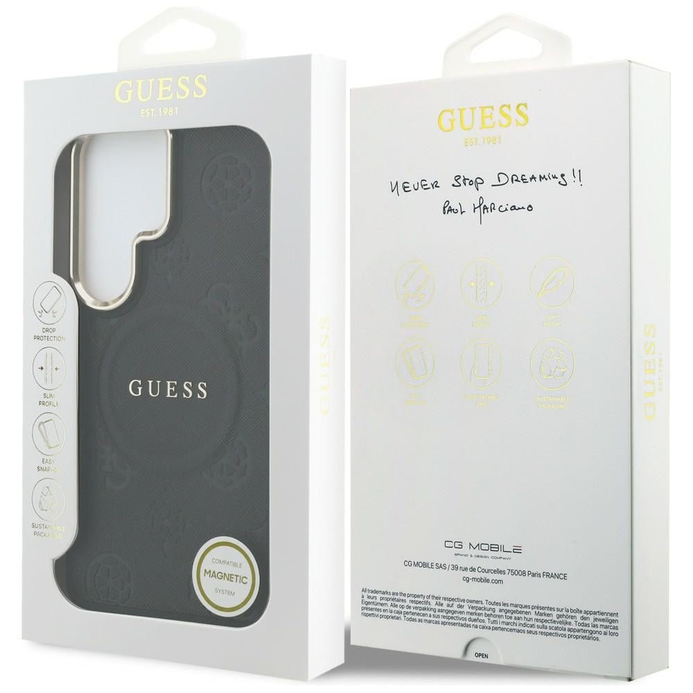 Guess Samsung Galaxy S26 Ultra - Σκληρή Θήκη με Επένδυση Οικολογικού Δέρματος - Saffiano Peony Embossed Ring MagSafe - Black