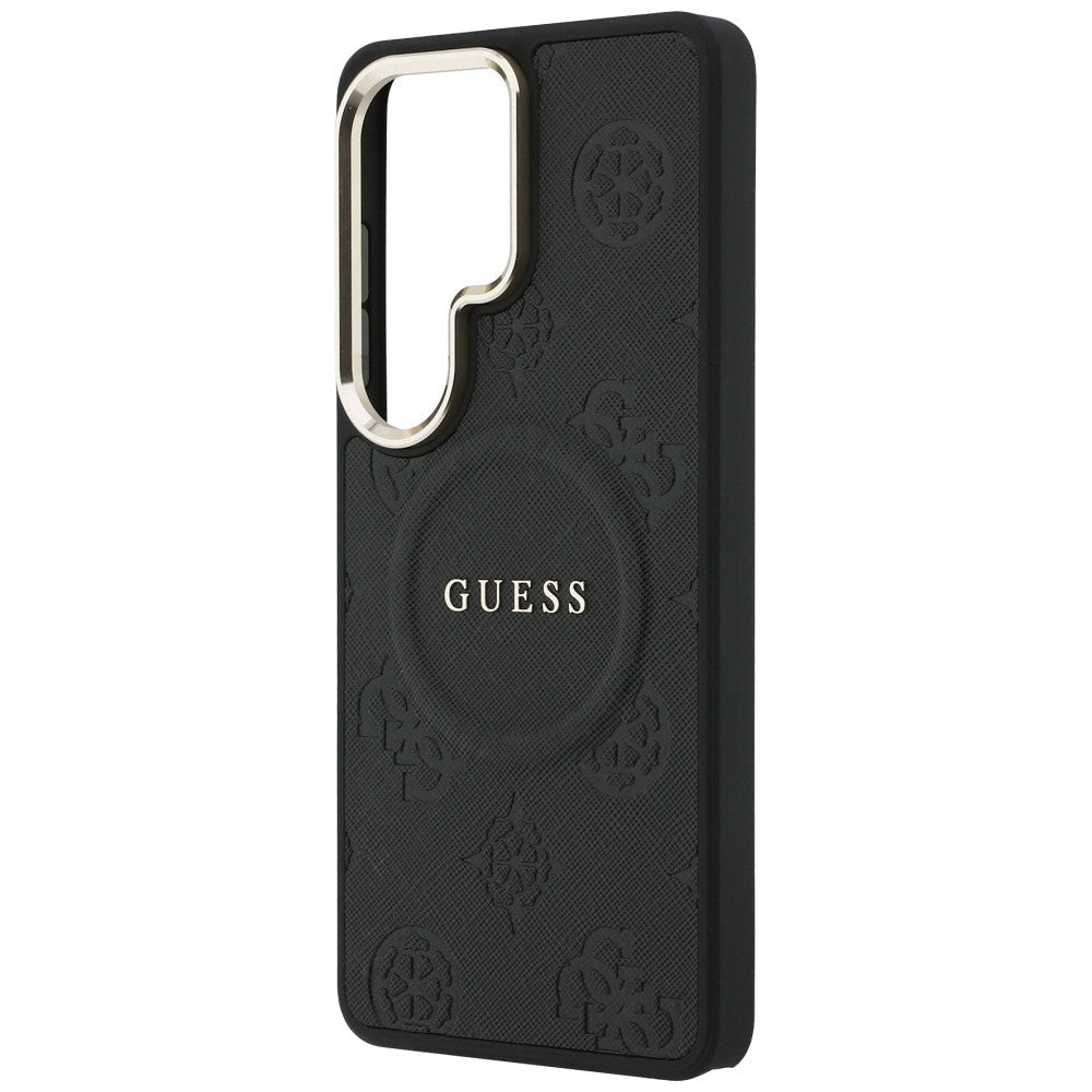 Guess Samsung Galaxy S26 Ultra - Σκληρή Θήκη με Επένδυση Οικολογικού Δέρματος - Saffiano Peony Embossed Ring MagSafe - Black