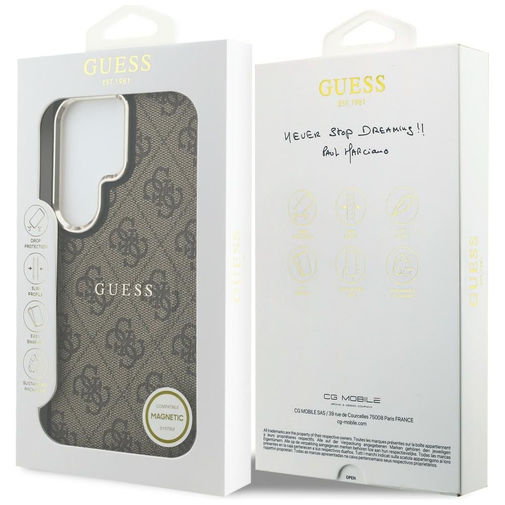 Guess Samsung Galaxy S26 Ultra - Σκληρή Θήκη με Πλαίσιο Σιλικόνης και MagSafe - 4G Embossed Ring - Brown