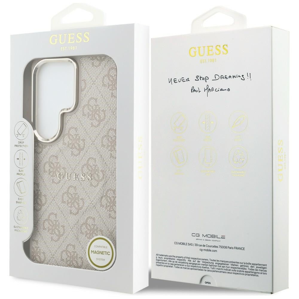 Guess Samsung Galaxy S26 Ultra - Σκληρή Θήκη με Πλαίσιο Σιλικόνης και MagSafe - 4G Embossed Ring - Pink