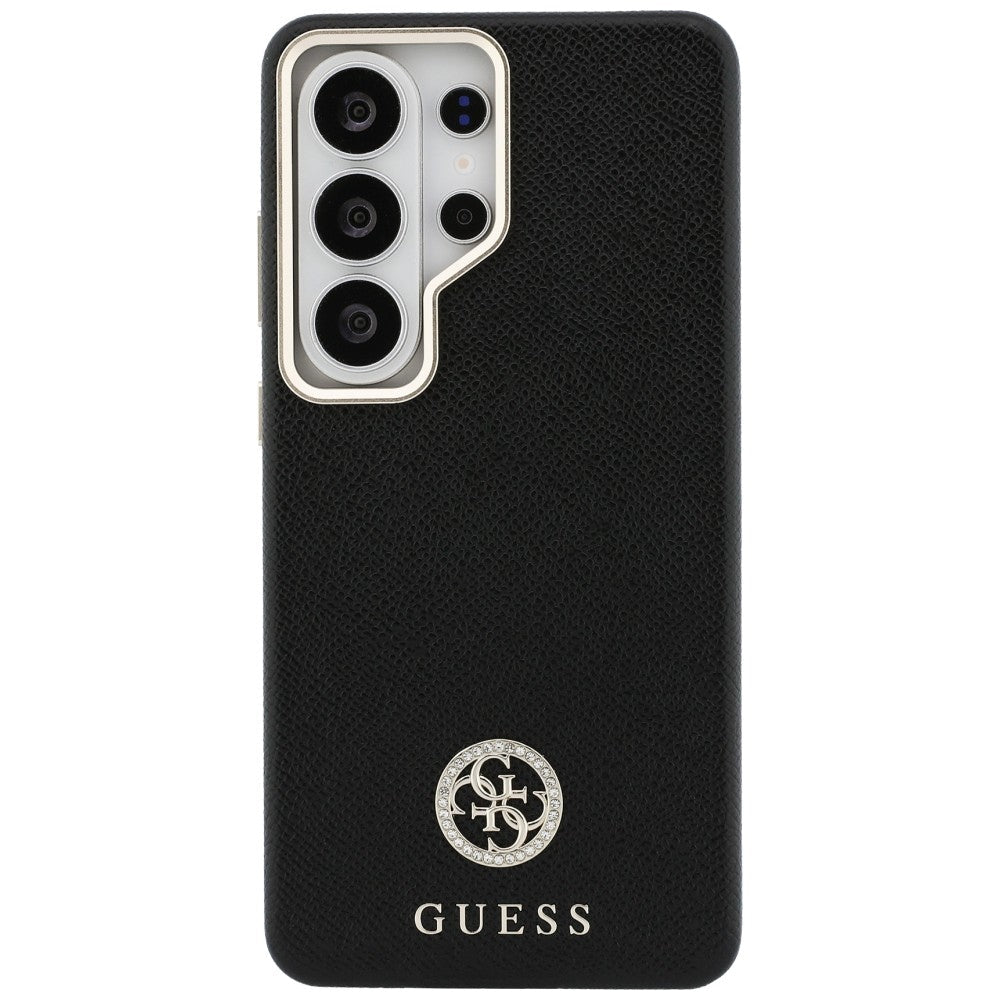 Guess Samsung Galaxy S26 Ultra - Σκληρή Θήκη με Πλαίσιο Σιλικόνης - Rhinestone Round Logo MagSafe - Black