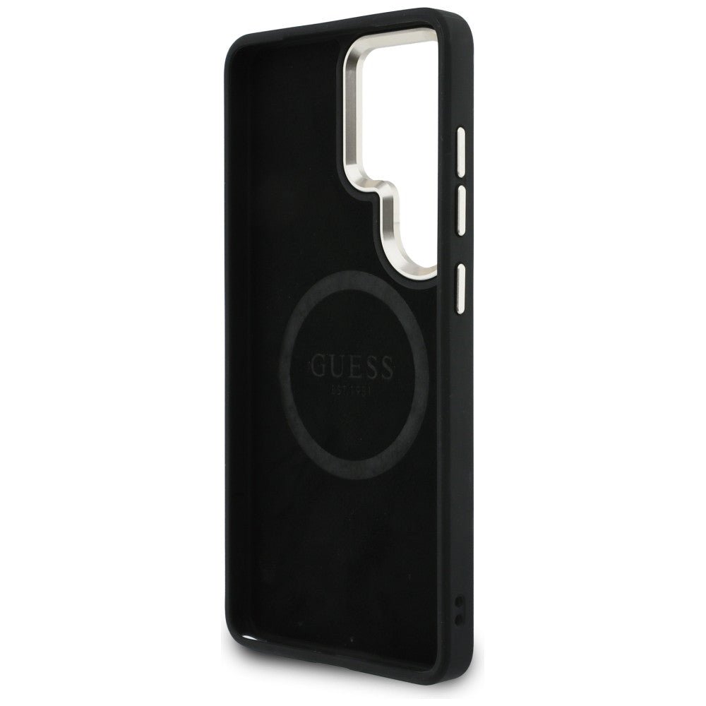 Guess Samsung Galaxy S26 Ultra - Θήκη με Επένδυση Συνθετικού Δέρματος και Λουράκι - 4G Big Rhinestone Triangle Strap MagSafe - Black