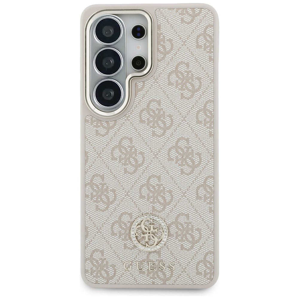 Guess Samsung Galaxy S26 Ultra - Θήκη με Επένδυση Συνθετικού Δέρματος και Λουράκι - 4G Big Rhinestone Triangle Strap MagSafe - Pink