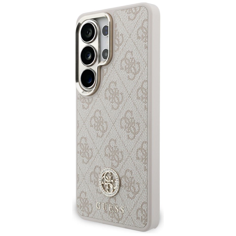 Guess Samsung Galaxy S26 Ultra - Θήκη με Επένδυση Συνθετικού Δέρματος και Λουράκι - 4G Big Rhinestone Triangle Strap MagSafe - Pink