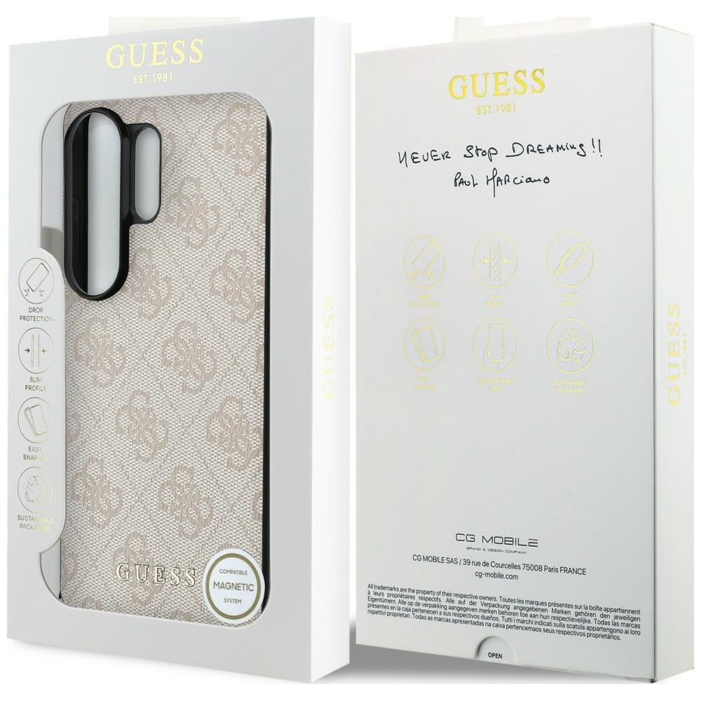 Guess Samsung Galaxy S26 Ultra - Θήκη με Επένδυση Συνθετικού Δέρματος και MagSafe - 4G Classic Logo Charm MagSafe - Pink