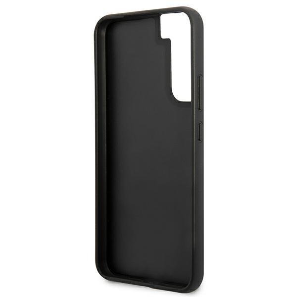 Guess Samsung Galaxy S22 - 4G Metal Gold Logo Σκληρή Θήκη με Επένδυση Συνθετικού Δέρματος - Grey - GUHCS22SG4GFGR