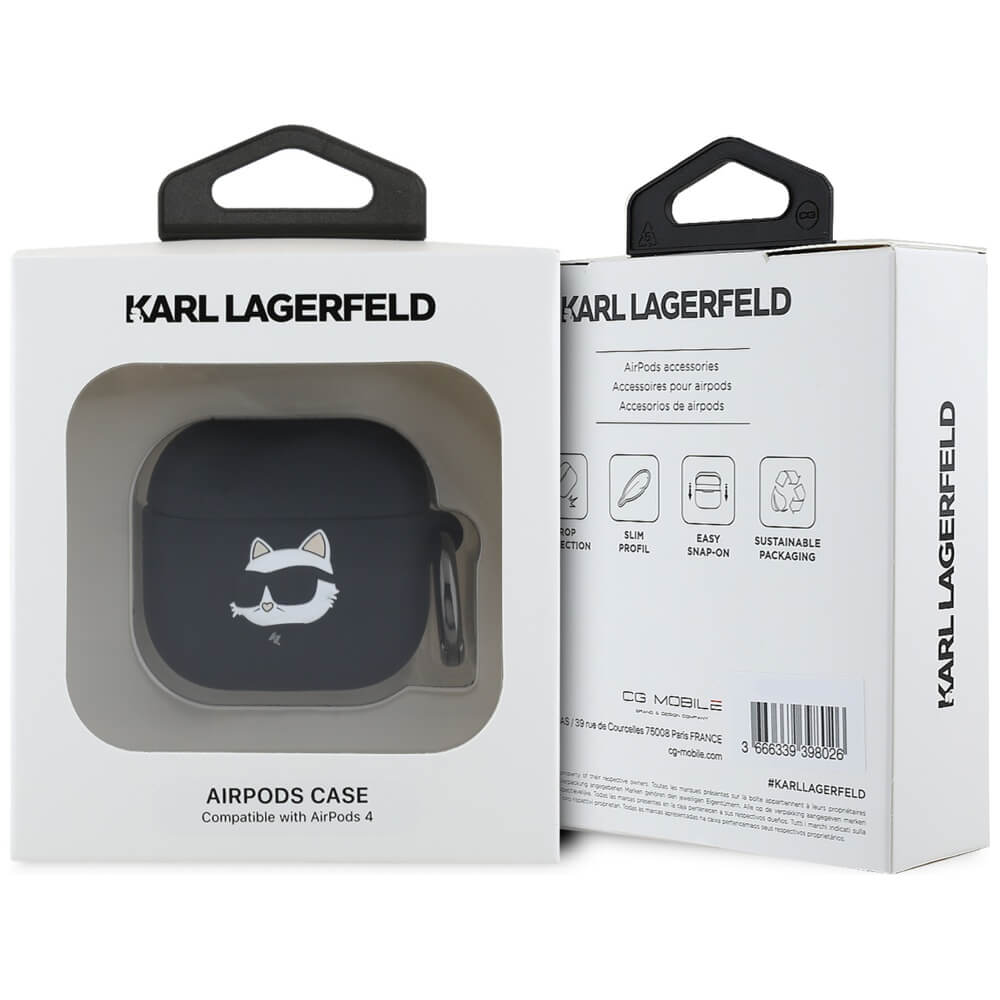 Karl Lagerfeld AirPods 4 Θήκη Σιλικόνης - Silicone Choupette Head 3D - Black
