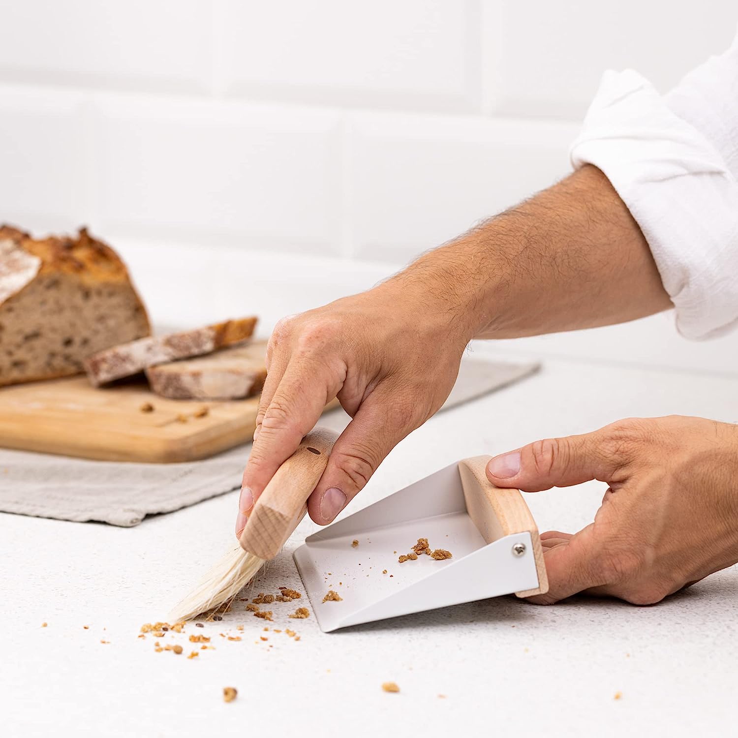 Navaris Σετ Μίνι Σκούπα Χειρός με Φαράσι - White / Light Brown - 54917.02