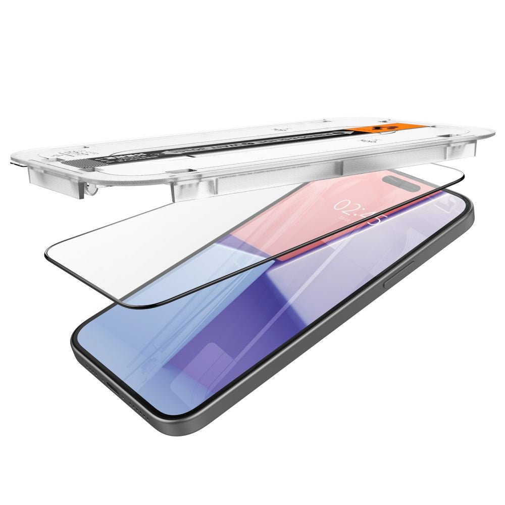 Spigen iPhone 15 Plus Glas.TR EZ Fit FC 0.3mm 2.5D 9H Case Friendly Full Screen Tempered Glass Αντιχαρακτικό Γυαλί Οθόνης - 2 Τεμάχια - Black