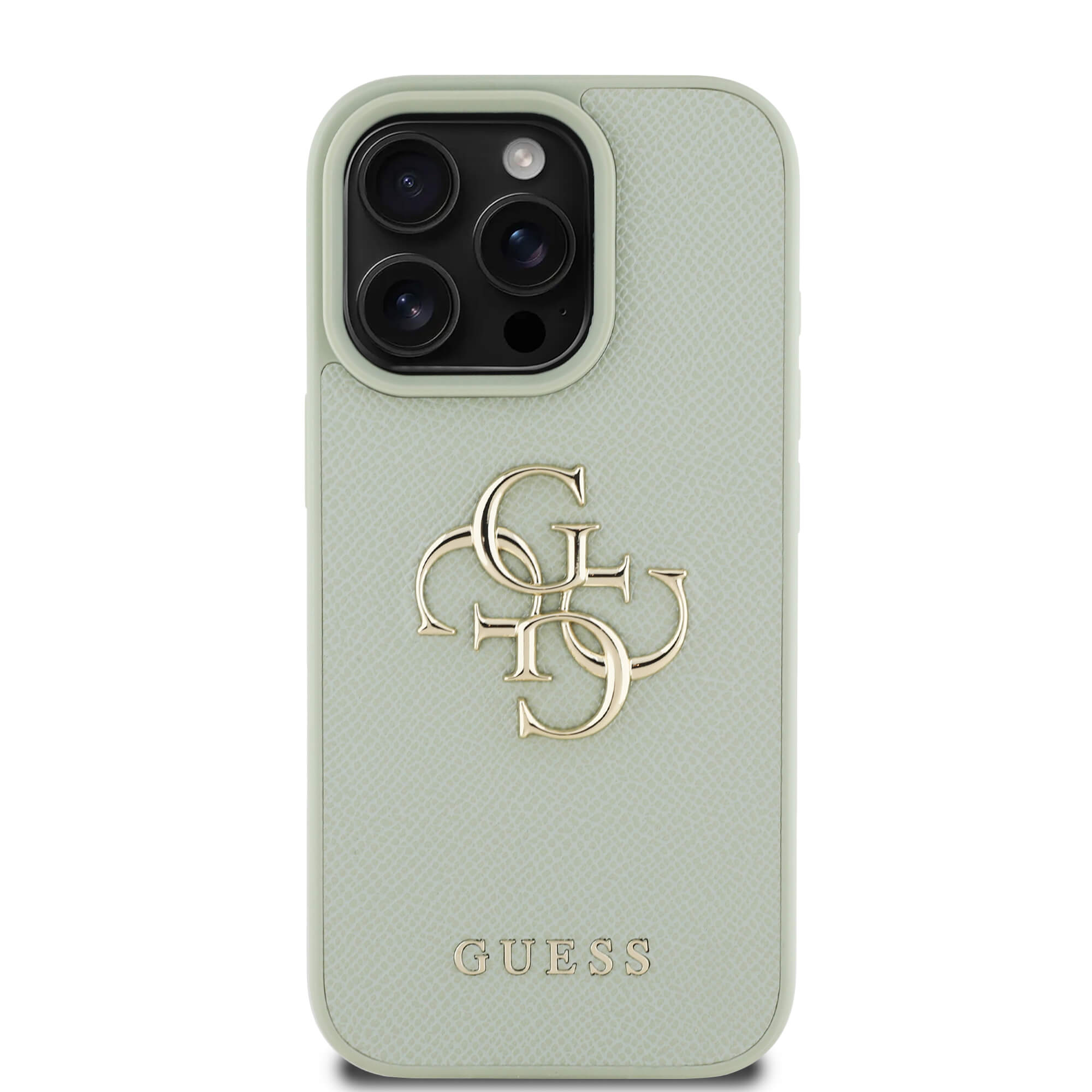 Guess iPhone 16 Pro Max - Grained Big 4G Logo Small Classic Logo - Σκληρή Θήκη με Επένδυση από Οικολογικό Δέρμα - Green - GUHCP16XPGT4MBN