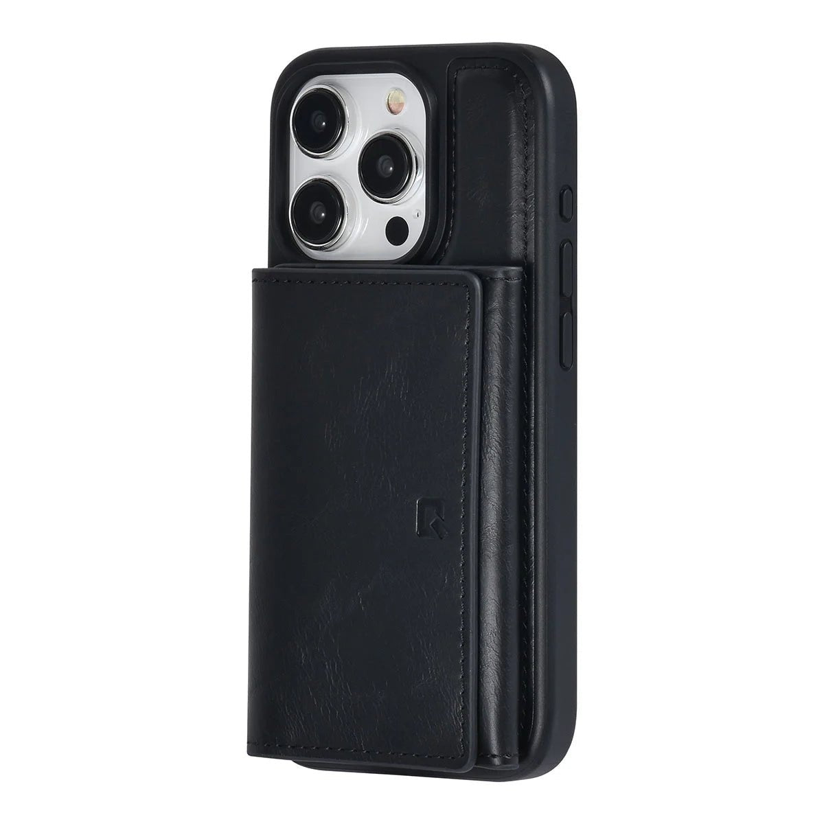 Tuniq iPhone 15 Pro - Σκληρή Θήκη από Δερματίνη με Αφαιρούμενη Θήκη Καρτών - Μαύρη